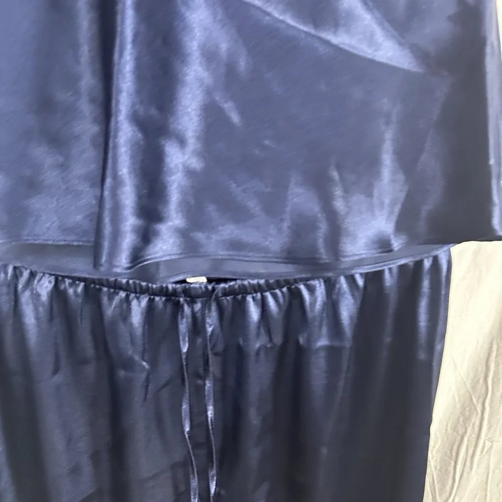 Jones New York Satin Sleep Set Womens Large Navy Tank Top Pants‎ Lounge